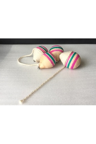 10 Adet Ahşap Topaç- 2 Metre İpiyle Birlikte