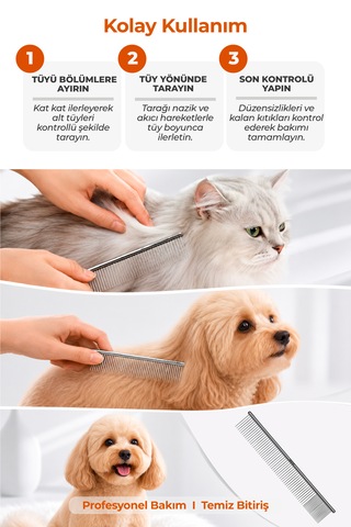 Andis 24 Cm Çelik Dayanıklı Kedi Köpek Kıtık Açıcı Ve Kabartma Tarağı