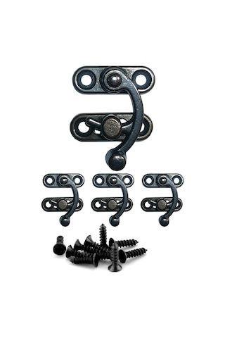 Küçük Yay Gözü Kancalı Kilit Oksit 4 Adet Kutu Sandık ve Kapak Klipsi 20x24 mm