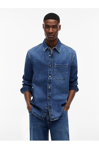 Tommy Hilfiger Regular Denım Shırt Ext Cj8039 Erkek Mavi Gömlek - Dm0dm23390