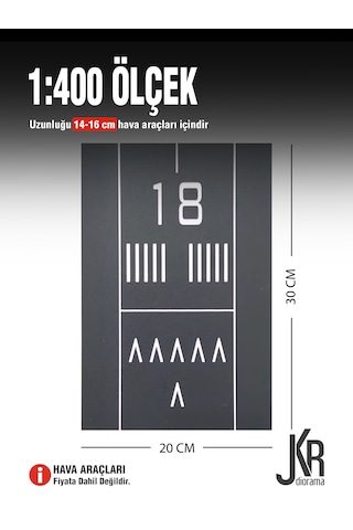 1/400 Ölçekli Hava Araçları İçin Uçak Pisti Havaalanı, Pist, Yol Düzeni 20x30 Cm - 3 Parça