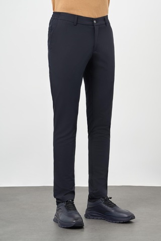 Koyu Lacivert Düz Bez Ayağı Esnek Yan Cep Slim Fit Casual Pantolon 1003245159 Koyu Lacivert