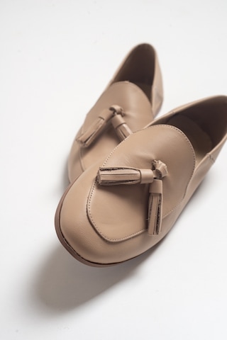Luvishoes F04 Bisküvi Cilt Hakiki Deri Ayakkabı Koyu Bej
