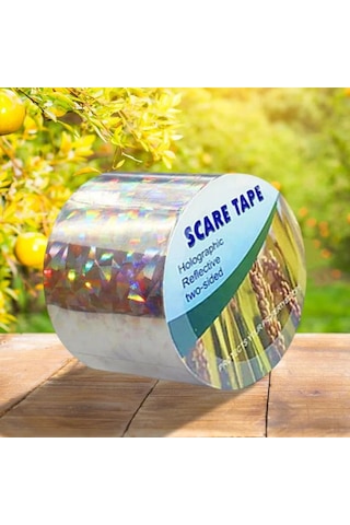 Qingmipy Çift Taraflı Yansıtıcı Kuş Kovucu Bandı - 4.8cm X 50m Çiçek Desenli Pet Folyo - Balkon, Bahçe, Tarla Kuş Engelleme Şeridi