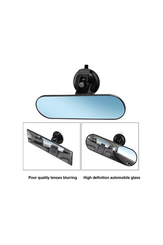 Besthome1 Yüksek Kalite Plastik Siyah 22x6.5cm Geniş Görünüm Araç Geribakış Aynası, Çift Sünger Tutucu