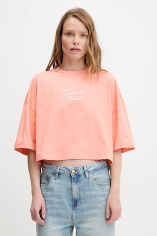 Cropped Boxy Chain Stitch Logo Turuncu Kadın T-shirt-8680 Turuncu