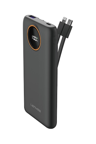 Lenyes P851l Dijital Led Gösterge Type-c Ve Lightning Kablolu Powerbank Uyumlu 22.5w 10000mah Siyah