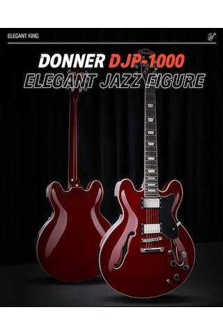 Donner Djp-1000 Semi-hollow Elektro Gitar Kırmızı