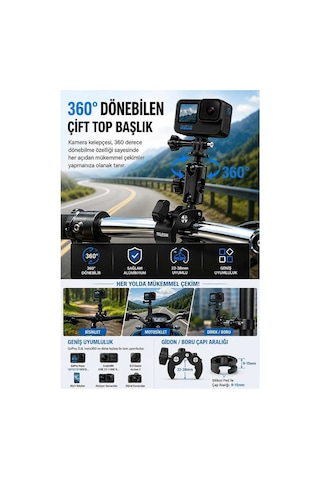 Motosiklet Bisiklet Gidon Kamera Montaj Metal Si 360 Döner Metal Tutucu Evimdeyokyok