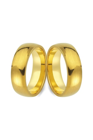 6 Mm Bombeli Çelik Alyans Çifti Söz Yüzükleri Cl10