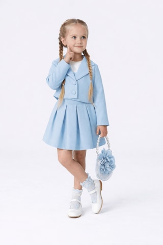 Turuncu Gardrop 3-6 Yaş Premium Ceketli Etekli Çantalı Kız Çocuk Takım Bebe Mavi Bebe Mavi