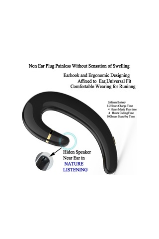 Et Bluetooth Kulaklık Kablosuz Kulaklık Handsfree Kulak Kancası Su Geçirmez Gürültü Önleyici Kulaklık Mic İle Android Iphone Uyumlu Gümüş Gümüş