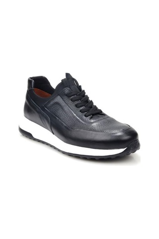 Papuçcity Pisagor 5736 Erkek Hakiki Deri Sneakers Spor Ayakkabı Siyah