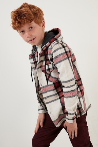 Lela Kapüşonlu Cepli Ekoseli Oduncu Erkek Çocuk Gömlek Cf22W814672 Kırmızı
