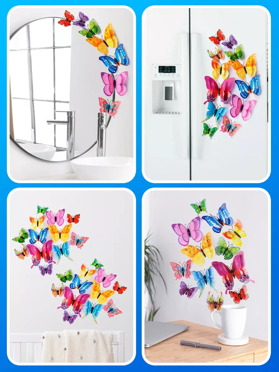 0'stickers Duvar İçin Dekoratif 3d Kelebek İç Mekan Çıkartmaları 186771574 Pembe