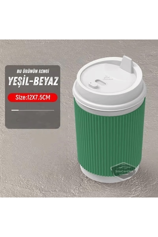 Üniversal Kahve Bardağı Görünümlü Led Işıklı Yanmaz Koku Geçirmez Oto Küllük Dumansız Sızdırmaz Kapaklı Araç İçi Küllük Araba Küllüğü Yeşil Beyaz