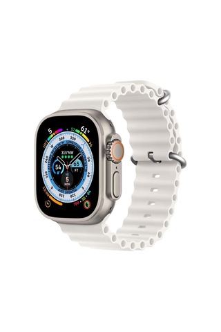 Microsonic Apple Uyumlu Watch Series 7 45mm Kordon Ocean Band Beyaz