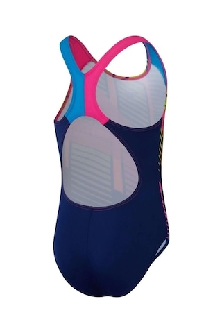 Speedo Digital Baskı Splashback Kız Çocuk Yüzücü Mayosu Lacivert-pembe Gökkuşağı