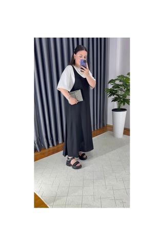 Unika Boutique Tişört Kombinli Elbise Siyah