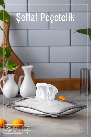 Dekoratif Şeffaf Peçete Organizeri Gri - Şeffaf