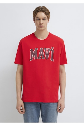 Mavi - Mavi Logo Baskılı Kırmızı Tişört 0611711-70467