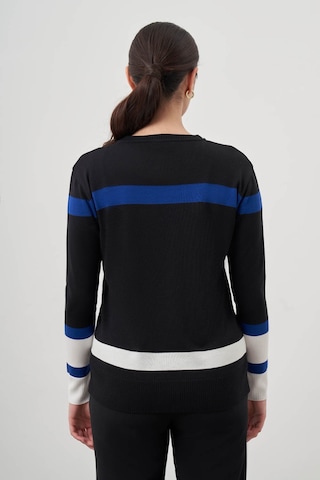 Mizalle Blok Renkli Rayon Siyah/mavi Bluz