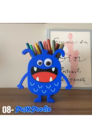 Duskdoodle Mavi Komik Canavar Kalemlik Masa Üstü Düzenleyici