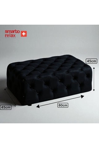 Smarto Relax Puf Swiss Style Guarda Ayaksız Kapitoneli Dekoratif 80x45x45 Cm Ayaksız Kapitoneli Dekoratif Puf Siyah