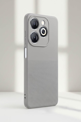Infinix Tecno Spark Go 2024 / Smart 8 Serisi / Pop 8 / Spark 20c / Hot 40i Uyumlu Kamera Korumalı Tırtıklı Kaymaz İçi Kadife Yumuşak Silikon Kılıf-54278 Gri