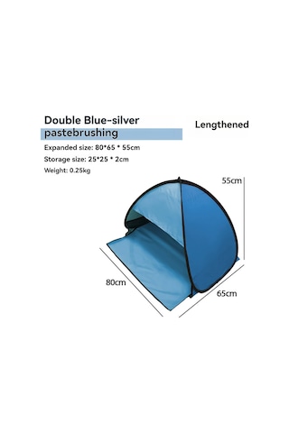 Folinda Hızlı Açılabilir Mavi Desenli Sahil Çadırı - Uv Koruma, Havalandırma Açığı, Hafif Ve Taşınabilir - 80x65x55 Cm Mavi