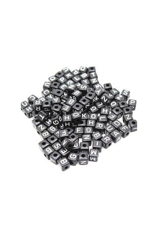 Harf Boncuk Akrilik Küp 10 Mm 250 Gr Siyah Beyaz