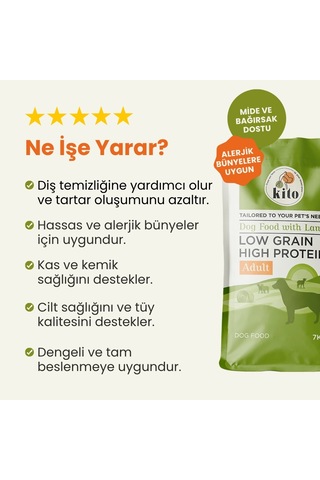 Kito Kuzu Etli Yetişkin Köpek Maması 7 KG + Kito Fresh Tavuk Etli Köpek Yemeği 6'lı