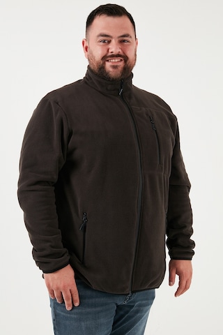 Buratti Regular Fit Dik Yaka Fermuarlı Büyük Beden Polar Erkek Hırka 5906028B Antrasit