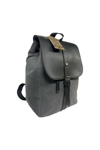 Old Cotton Cargo Vintage Kanvas Tek Bölmeli Büzgülü Kapaklı Disayn Gezi Kamp Okul Günlük Sırt Çantası 24x35cm Gri