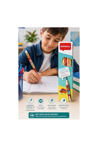 Kurşun Kalem Hb 1 Düzine Kalemtraş Silgi Hediyeli Nataraj Kurşun Kalem Mermer Desen 1 Düzine Çok Renkli