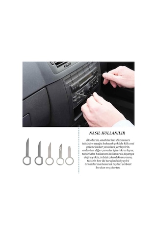Koodmax Araba Radyo Oto Teyb Cd Çalar Sökme Çıkartma Aparatı Metal - 5 Adet