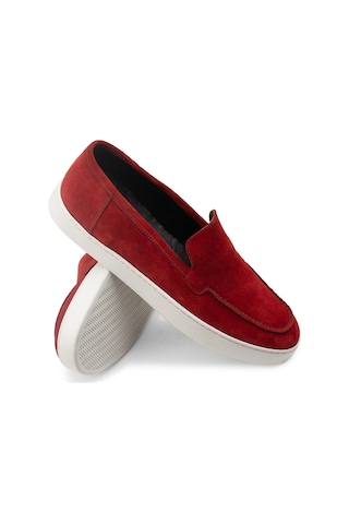 Deery Hakiki Süet Kırmızı Loafer Erkek Ayakkabı - 01865mkrmc01 Kırmızı