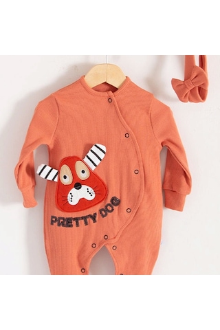 Candar 3-18 Ay Pretty Dog Kız Bebek Tulumu Bandanalı Kiremit Kiremit