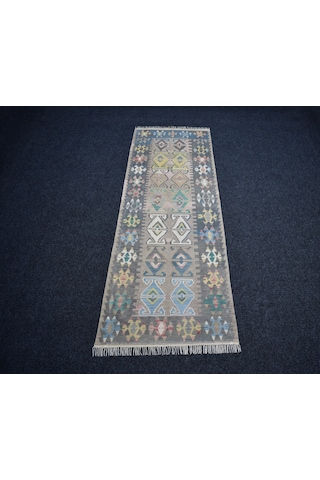 Zehra Abla Halı Vintage El Dokuma Nadir Pastel Sarız Kayseri Yün Yolluk Kilim 7190 Çok Renkli