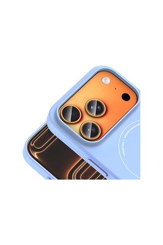 Apple iPhone Uyumlu, 17 Pro Max Kılıf M-safe Şarj Özellikli Kamera Korumalı Zore Elio Sert Pc Kapak - Açık Mavi