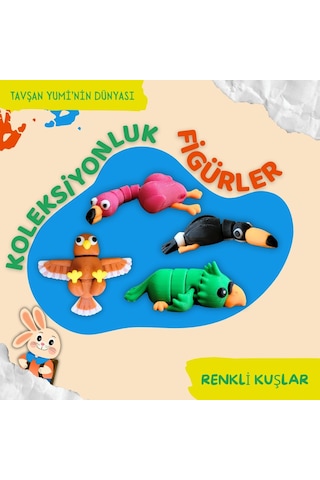Tavşan Yumi Renkli Kuşlar Koleksiyonu - 4 Parça 5-7 Cm Hareketli Oyuncaklar Ve Bilgilendirici Kartlar "