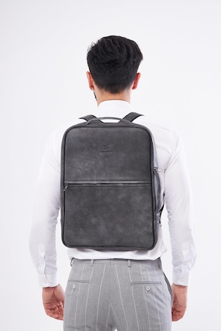Derinss Dub3050 Hakiki Deri Gri Gölge Organizerli Laptop Sırt Çantası 001