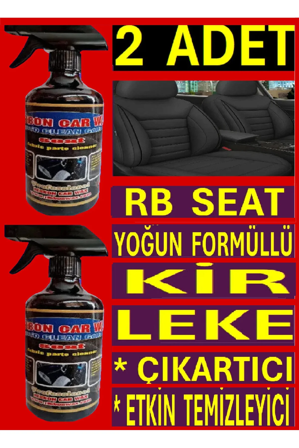 2 Adet Rb Seat Koltuk-döşeme Kumaş Genel Temizleyici ,- Etkin Leke Çıkartıcı 500 Ml
