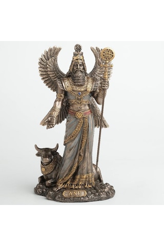 Dekoratif Anu Biblo Wise Veronese Poliresin Mezopotamya Gök Tanrısı Figürü 23 Cm .
