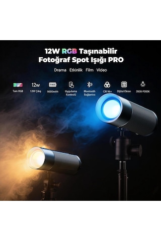 Photoolex Zoom Light Pro 12w Rgb Led Spotlight Gobo Fotoğraf Işığı - Tf-ls-083fs-g-pl