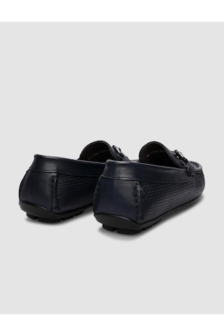 Cabani %100 Hakiki Deri Lacivert Örgü Desenli Erkek Loafer-lacivert Lacivert