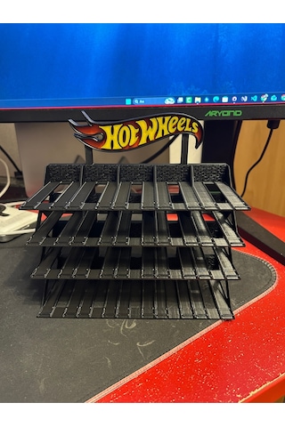 Hot Wheels Uyumlu 20 Araçlık Stand 1/64 Siyah Renkli Logolu