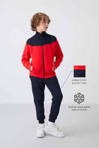 Tommy Life Fiesta-lacivert Pamuklu Kalın İçi Tüylü Yumuşak Dokulu Standart Fit Nakışlı Erkek Çocuk Eşofman Tak Kırmızı - Lacivert