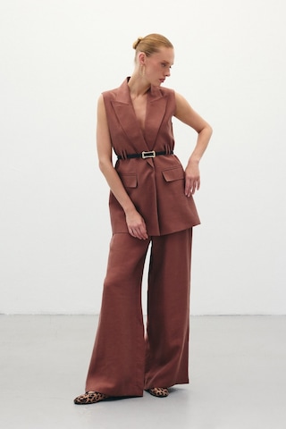 Sateen Salaş Keten Pantolon - Kahve-136262 Kahve