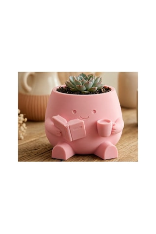 Alvera Kitap Okuyan Saksı 3d Baskı Kupa Tutan Sevimli Saksı-pembe Alvera Kitap Okuyan Saksı 3d Baskı Kupa Tutan Sevimli Saksı-pembe